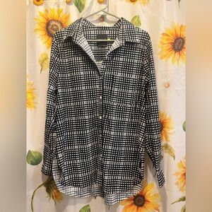 Stylish Black and White Checkered Women's Button Down Shirt